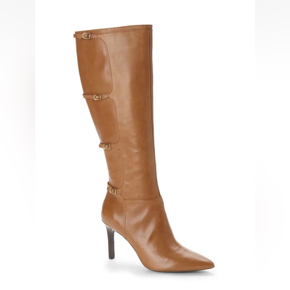 Ralph Lauren Vallerie Camel Leather Pointy Toe Boot - Picture 2 of 8